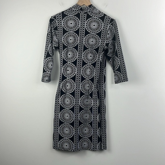 J. McLaughlin Black White Geo Print Faux Wrap Catalina Cloth Dress XS Career - Picture 2 of 11
